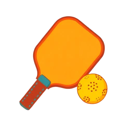 Raquette de pickleball orange et balle ajourée jaune